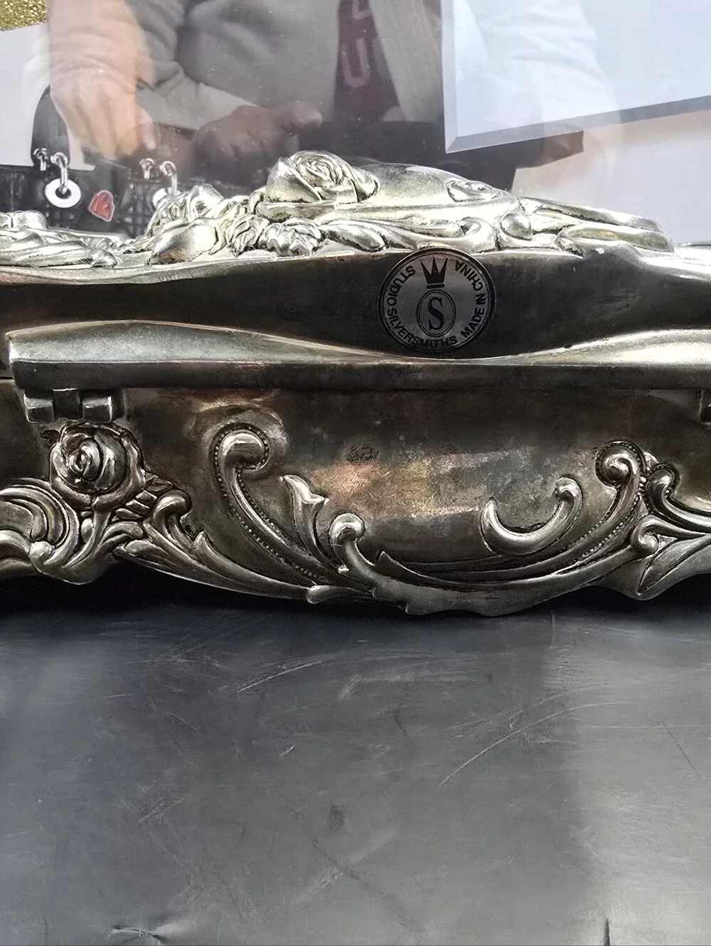 Vintage Art Nouveau Rose Silver Plated Jewelry Casket